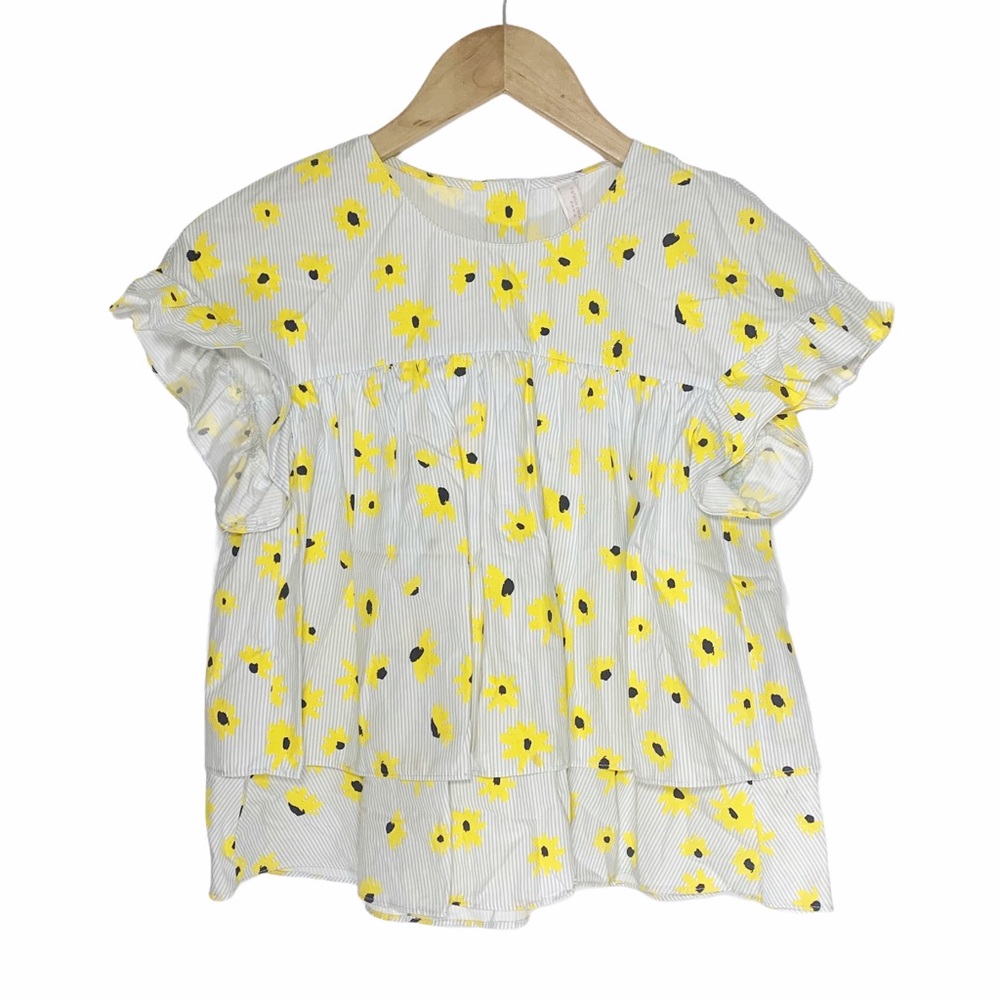 Zara Trafaluc Sunflower Ruffle Blouse XS - Picture 1 of 7
